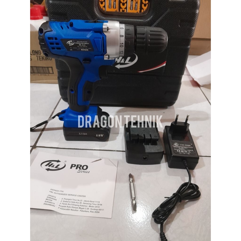 Mesin Bor Cordless Drill 12v H&L 812