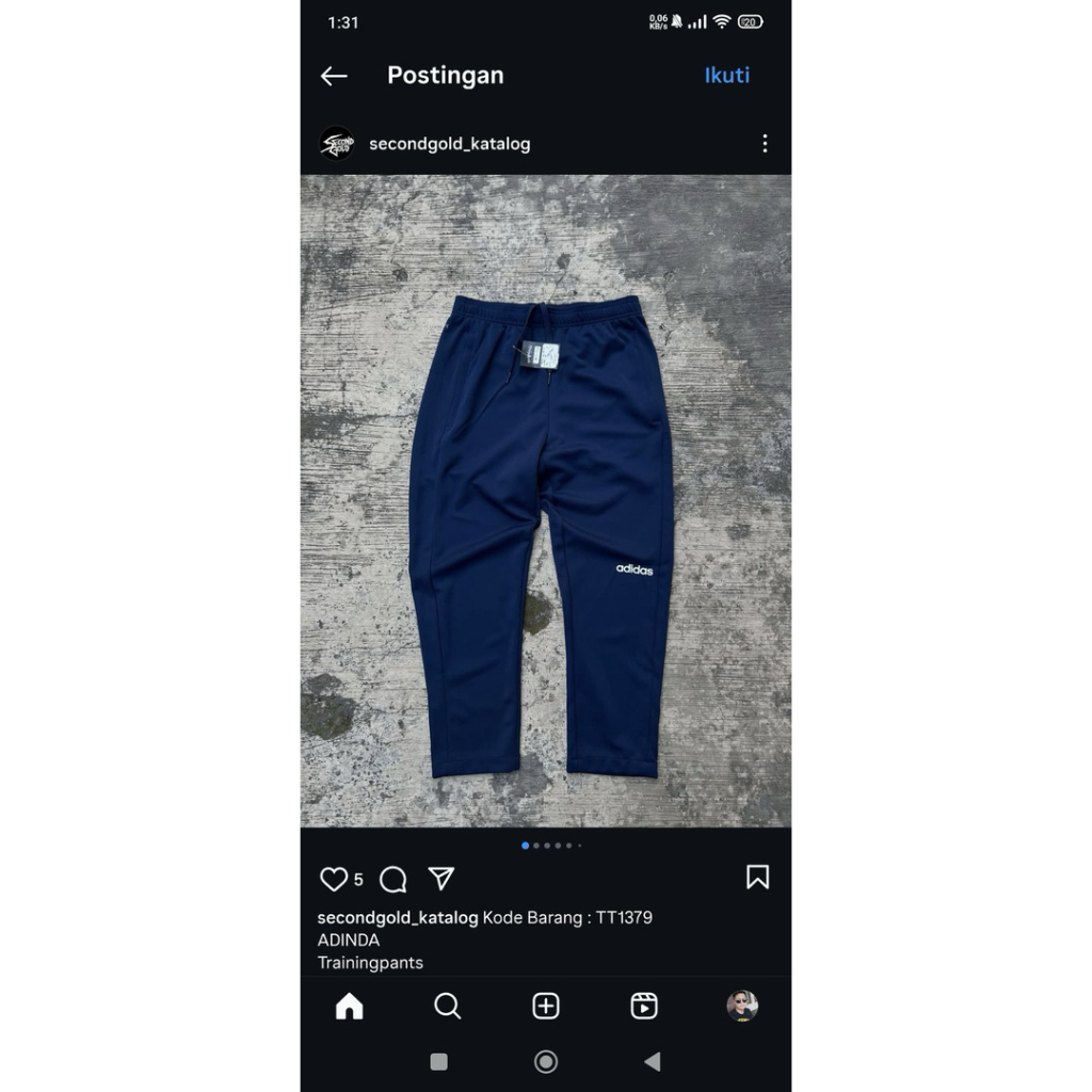 Celana Training Adi TT1379 TT20