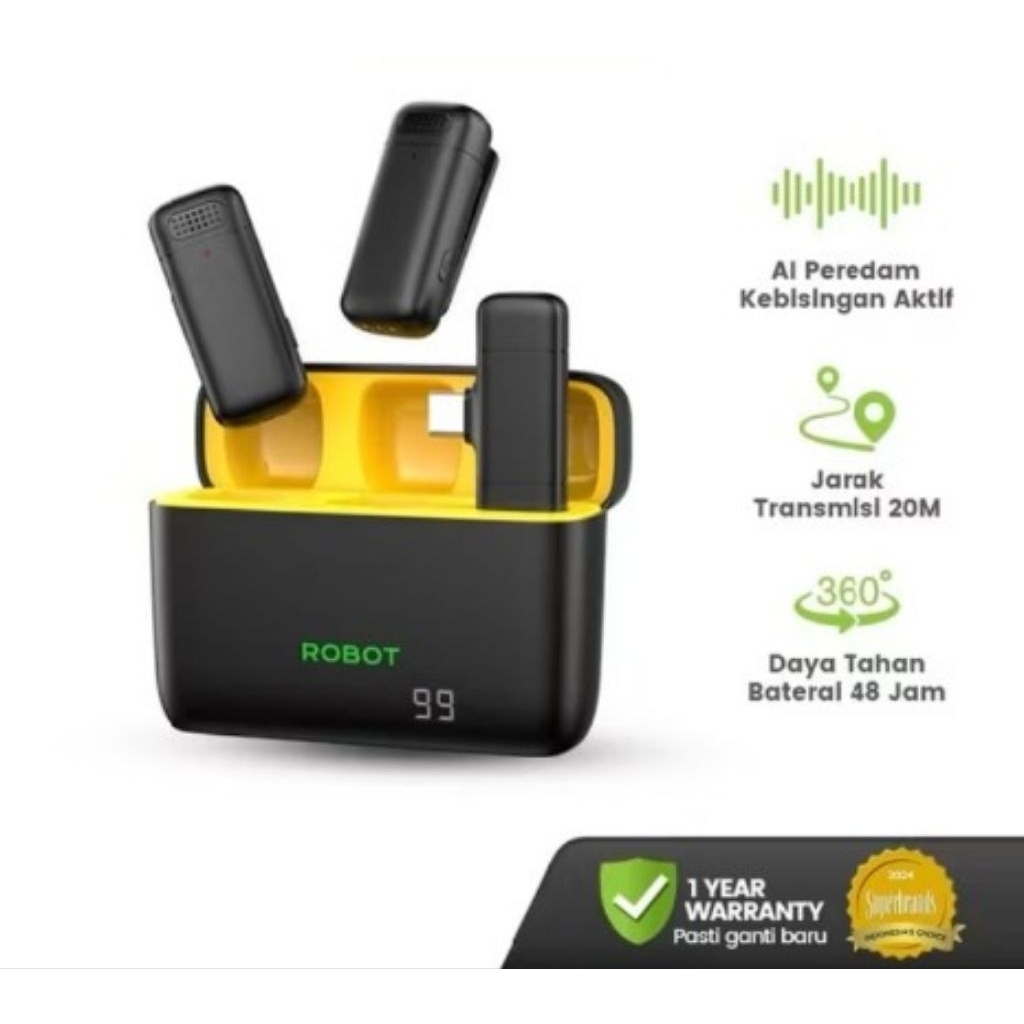 Robot RS20 Plus RS20 Wireless Microphone HP Vlog Youtuber