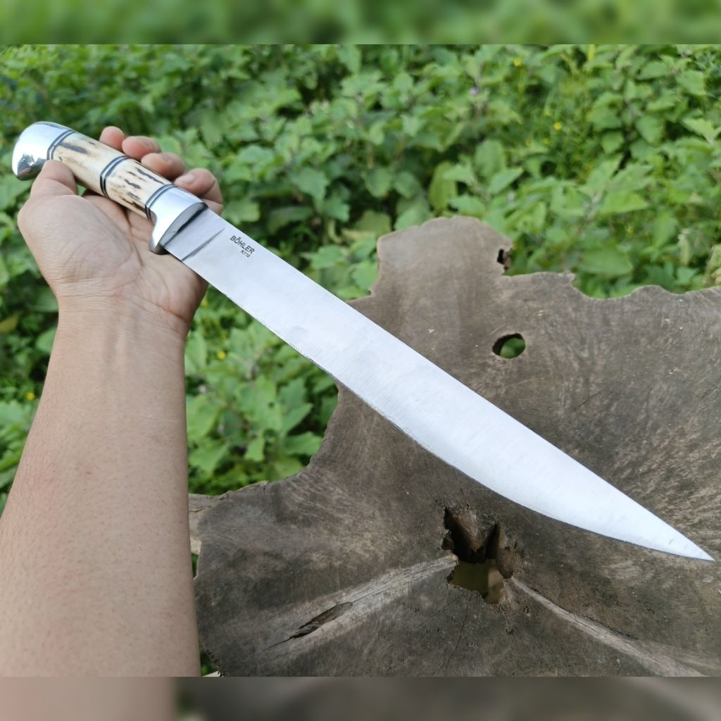 Pisau Sembelih Baja Bohler K110 Jerman 26cm  gagang Tanduk