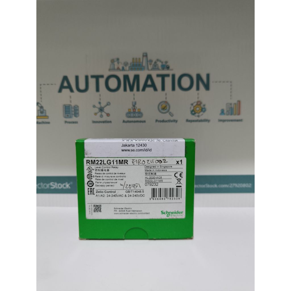 Level control relay RM22-L - 24..240 V AC/DC - 1 C/O RM22LG11MR