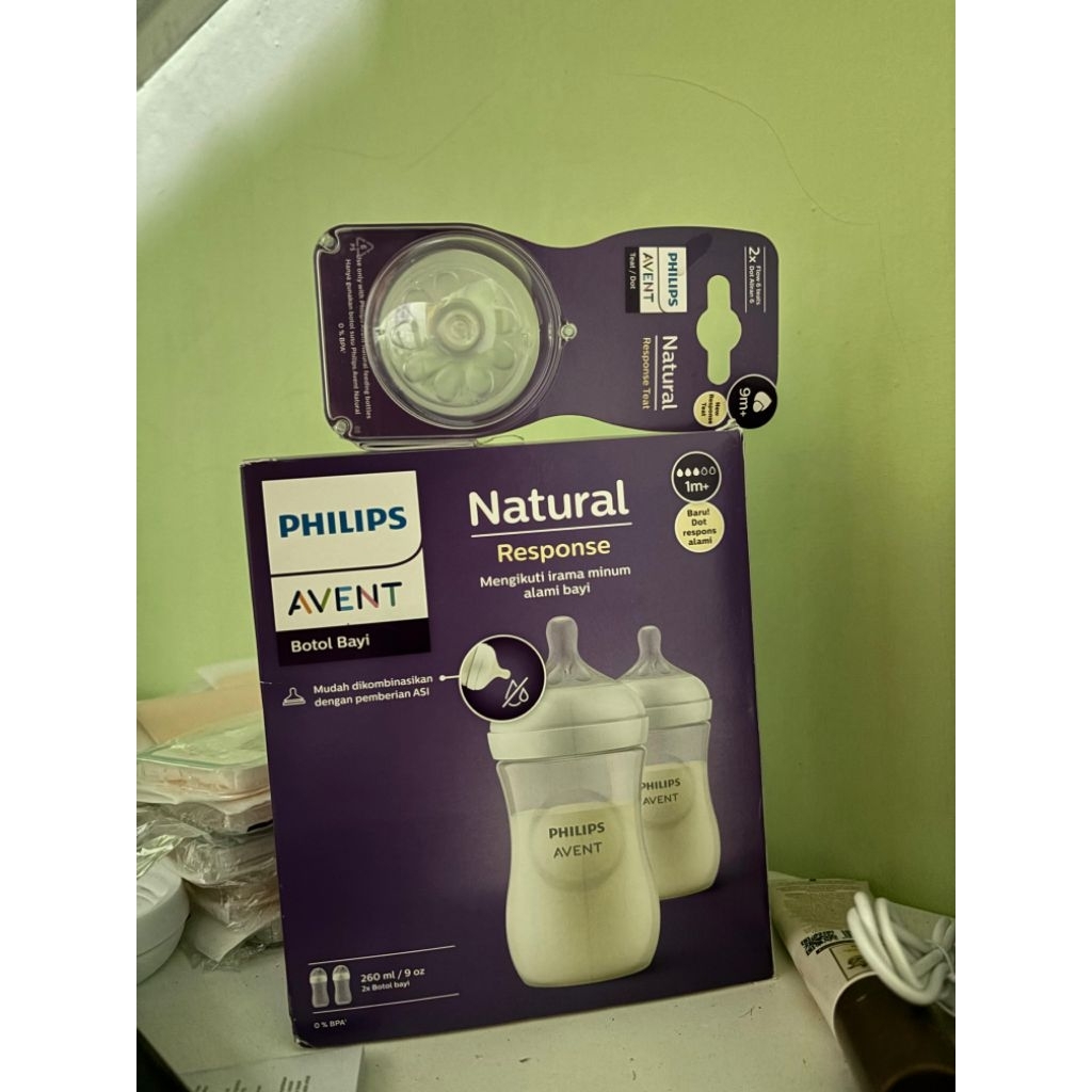 Paket bundling 2 set botol philips avent natural + 2 buah dot philips 9m+