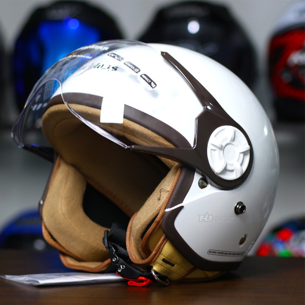 CARGLOSS HELM HIJAB YRH  | SUPER WHITY WHITE | HELM HALFFACE RETRO ORIGINAL CARGLOSS