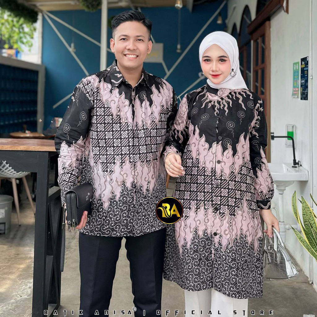Batik Tunik Couple Modern Set Pakaian Couple Kemeja Batik Pria Premium Baju Batik Couple Tunik Busui