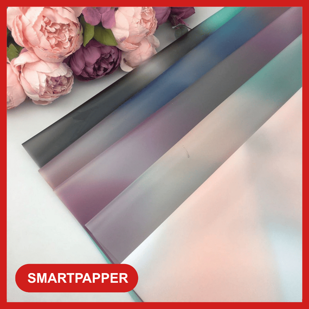 

20 Lembar Kertas Buket Bunga Plastik Cellophane Gradient Double Line Flower Wrapping Gradasi Color Paper KB116