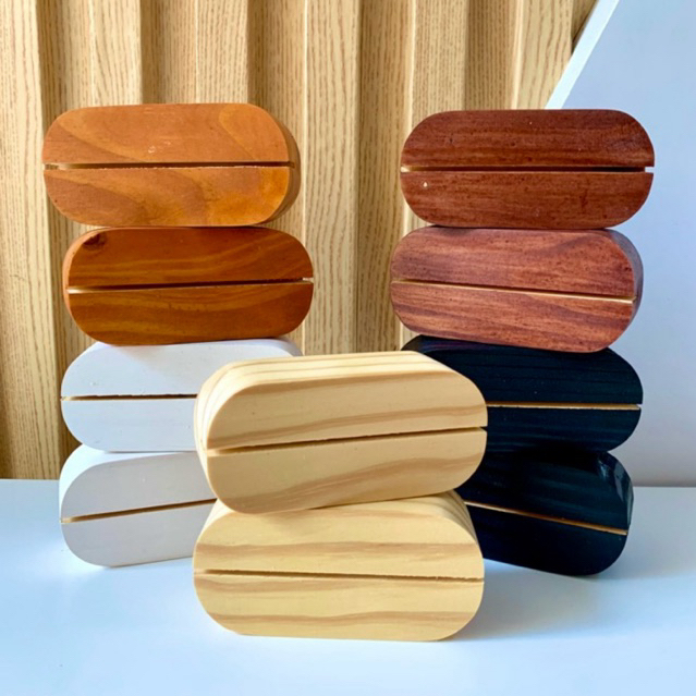 STAND KAYU AKRILIK OVAL UKURAN A6 (10.5 CM) KAYU JATI BELANDA LAMPU LED KABEL USB / DUDUKAN AKRILIC 