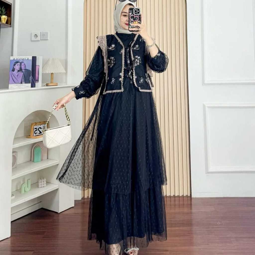 Sella Dress Fuji Gamis Brokat Terbaru 2025 Gaun Pesta Wanita Mewah Dan Elegant Dress Pesta Untuk Lam