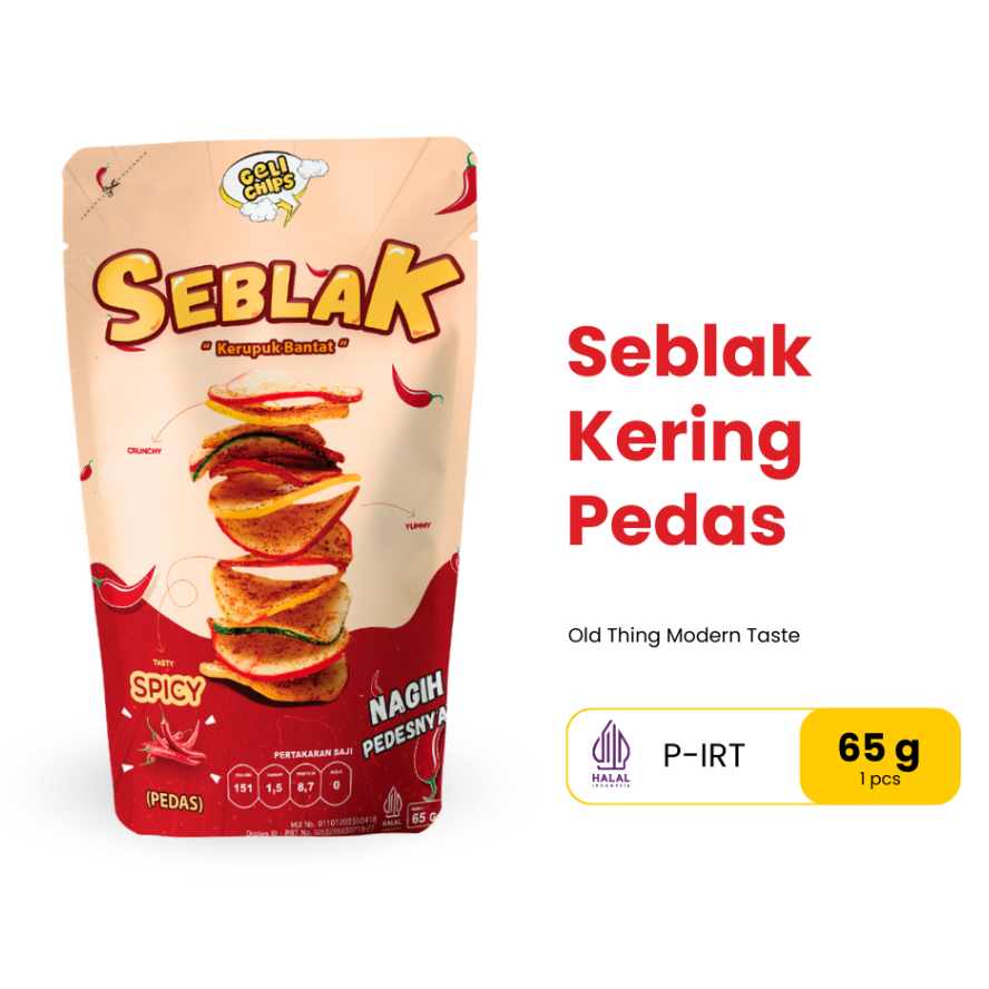 

Geli Chips Seblak Kering Pedas Gurih Daun Jeruk 65gr / Seblak Kering Pedas Daun Jeruk