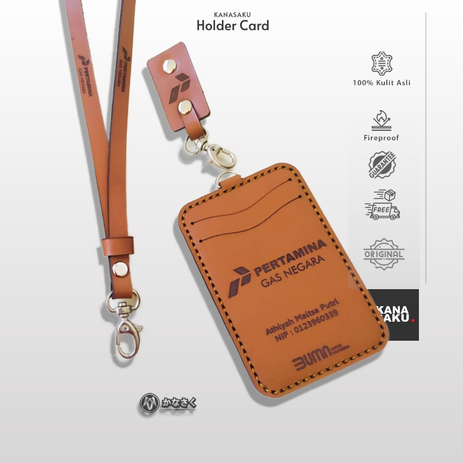 

Lanyard Holder Card Kulit Asli – Free Custom Logo Perusahaan Instansi – Elegan & Profesional