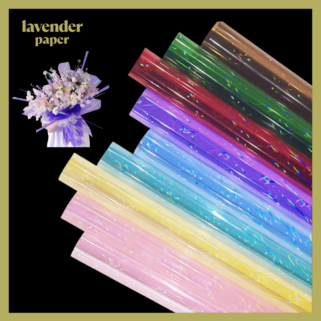 

Isi 15 LEMBAR Kertas Buket Kilat Hologram Film Cellophane Transparan Symphony Flower Wrapping Hologram KB026