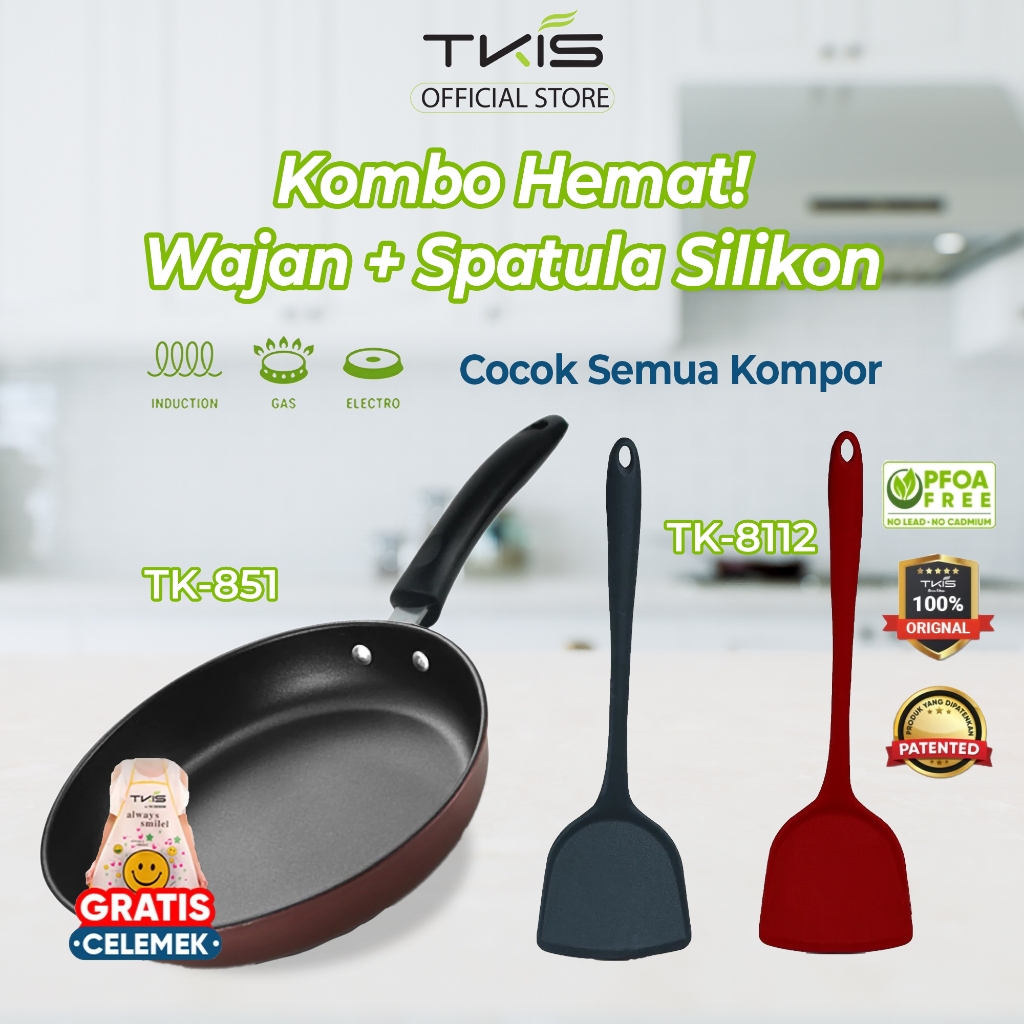 TKIS Wajan Penggorengan Anti Lengket Batu Medis Ukuran 26cm + spatula