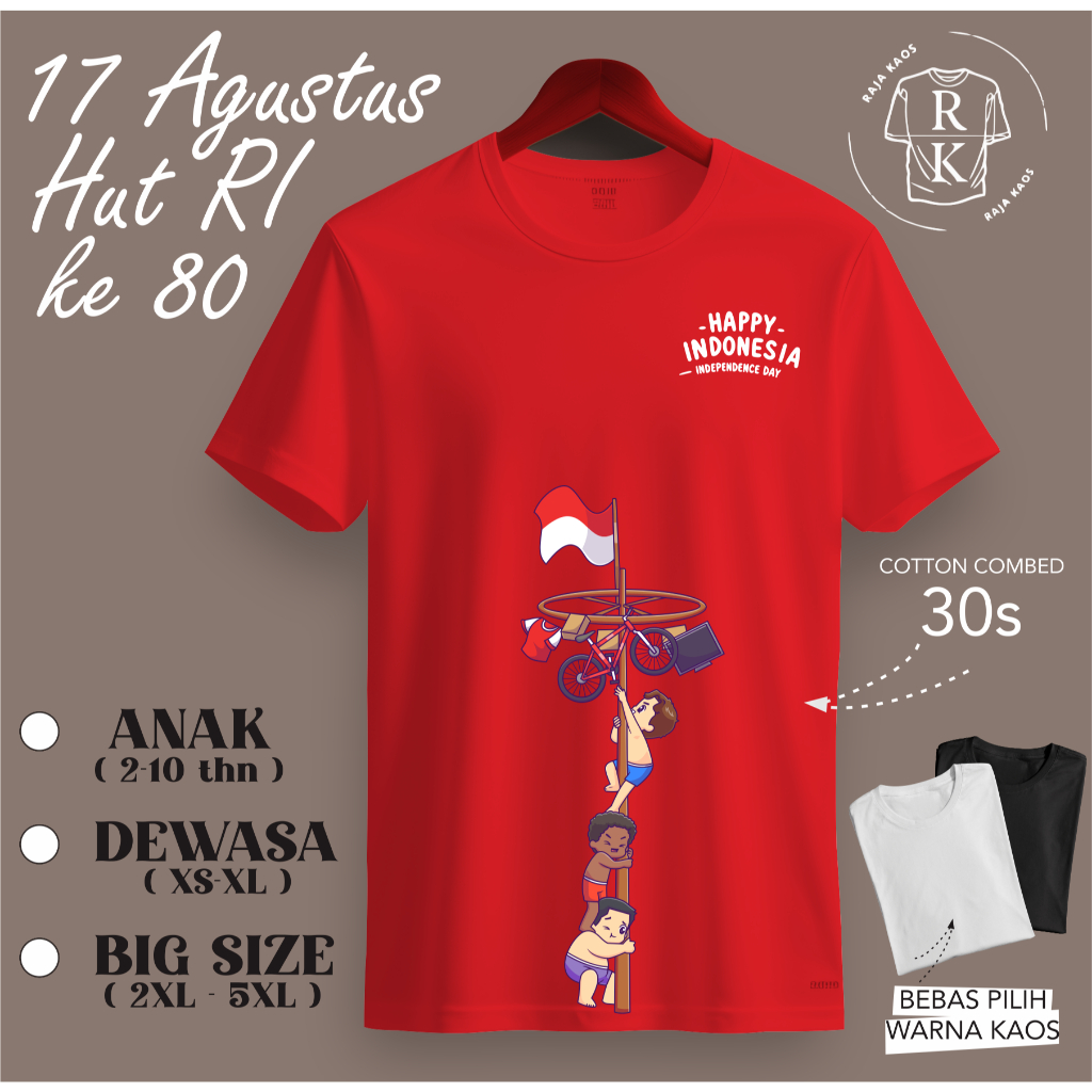 BAJU HUT RI KE 80 - KAOS 17 AGUSTUS - BAJU KAOS 17 AGUSTUS KE 80