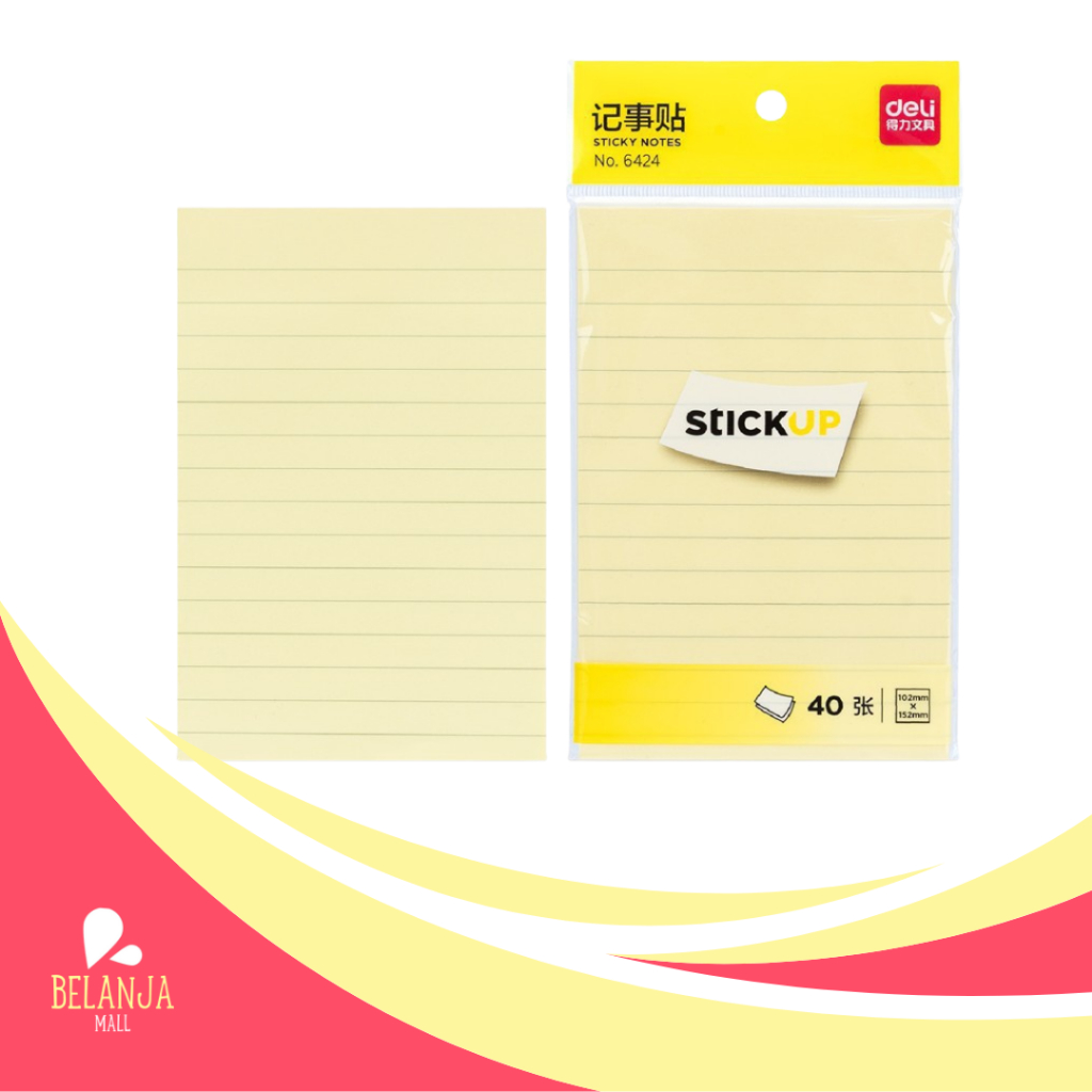 

belanjamall DELI043 Sticky Notes / Memo Tempel Bergaris 50 lembar 20cm Lem Kuat 21582 Y1683