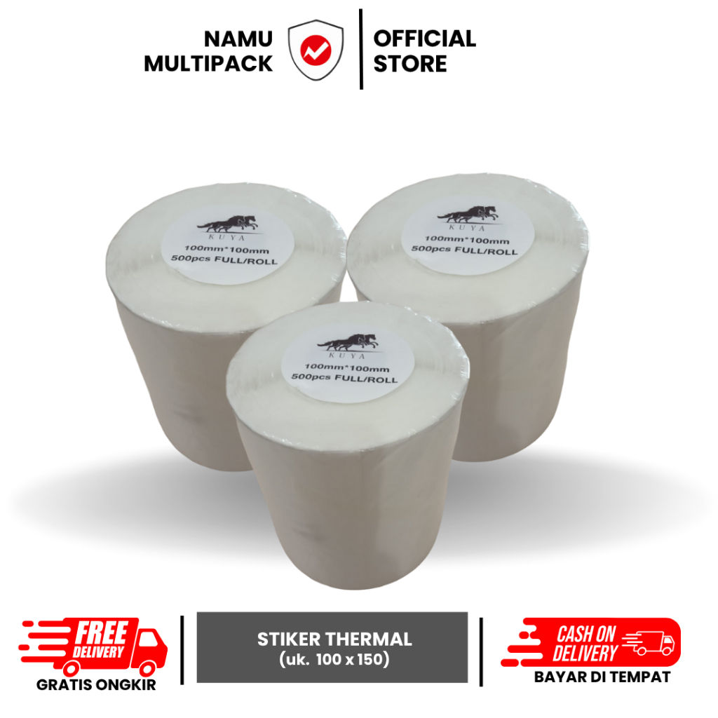 

STIKER THERMAL/LABEL BARCODE/STIKER RESI THERMAL 100X150MM ISI 500PCS/LEMBAR / THERMAL