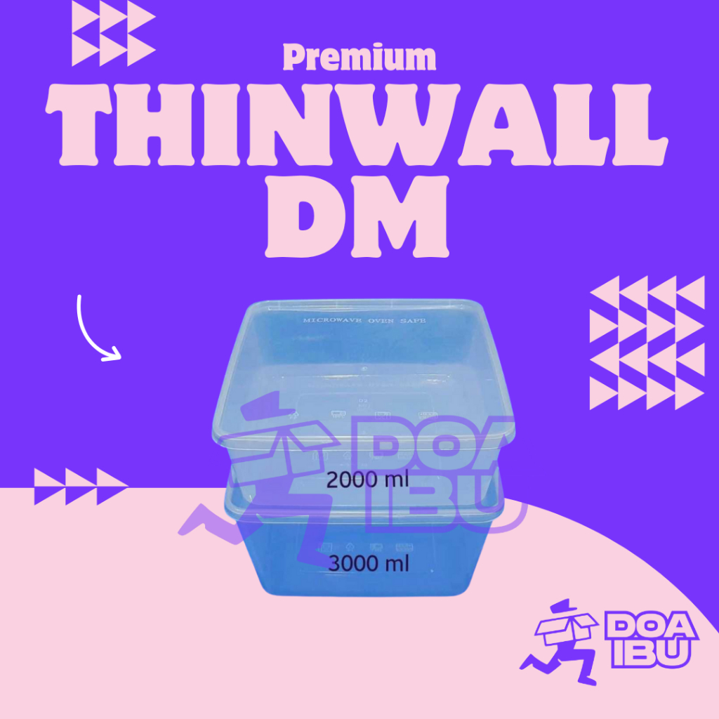 [ 25 pcs] THINWALL DM SQ 1000 ml / 1500 ml / 2000 ml / 2400 ml / 2500 ml / 3000 ml / 3600 ml thinwal