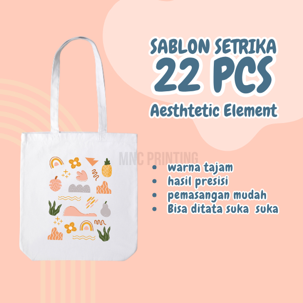 

22 PCS Sablon Setrika Aesthetic Element Sablon Estetik Sablon Totebag Sablon Baju Kaos DTF