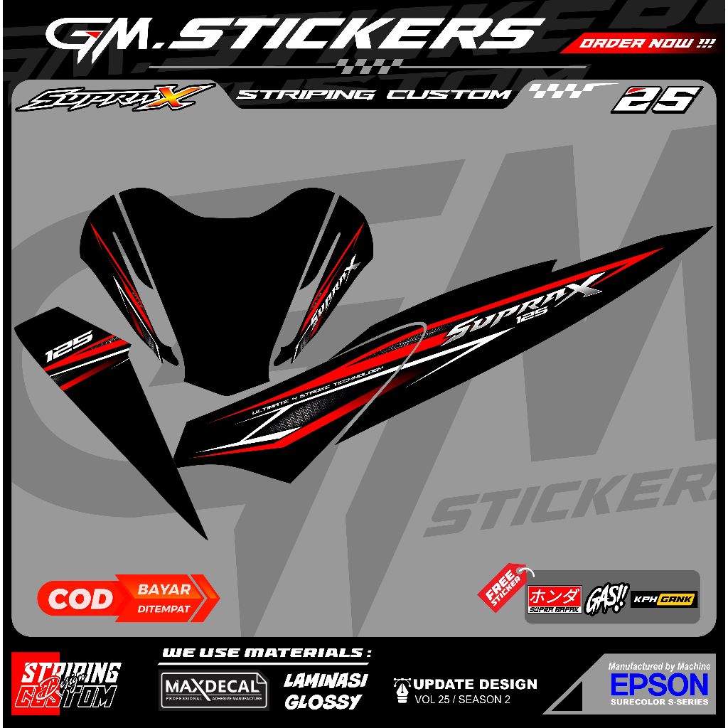 STRIPING VARIASI HONDA SUPRA KPH SUPRA X 125 SUPRA X BATMAN 2008-2012 MODEL THAILAND RACING K36