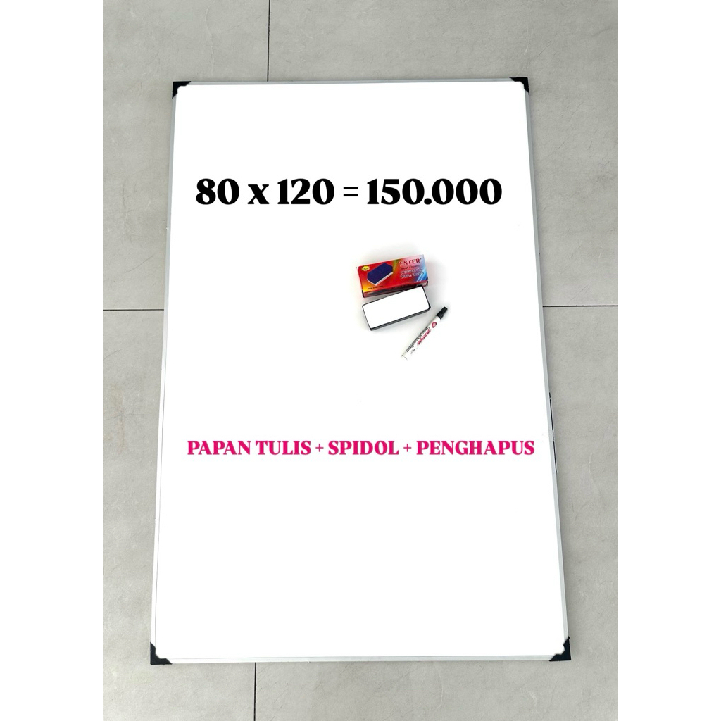 

Papan Tulis Ukuran 80 x 120 Lengkap Spidol dengan Penghapus Papan Tulis