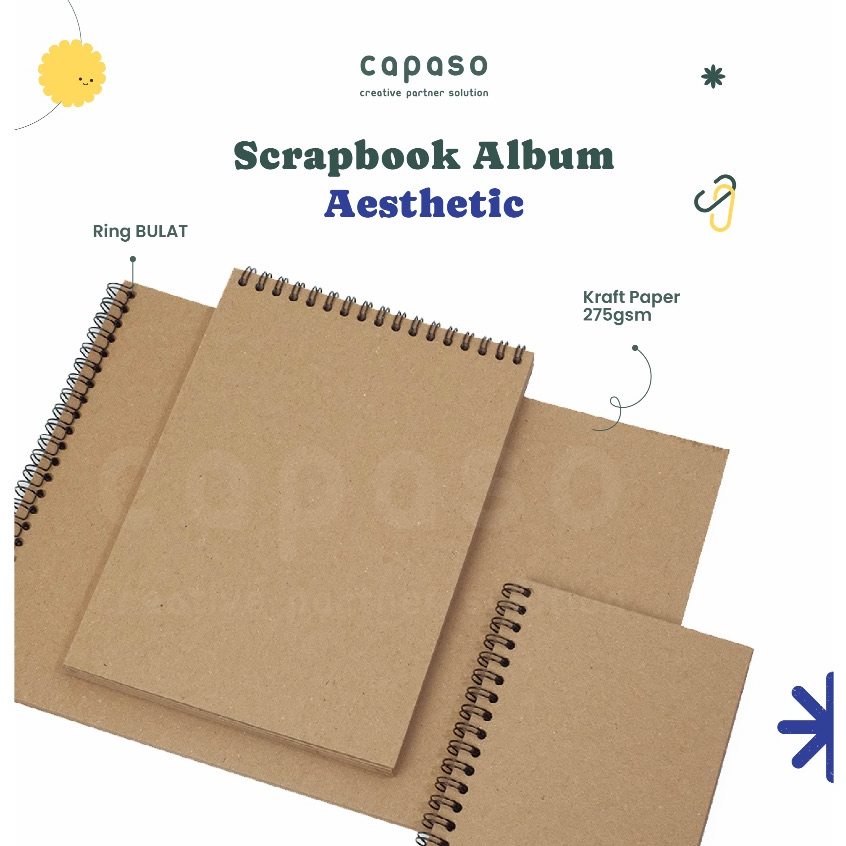 

Scrapbook Album Aesthetic Vintage A4 / A5 / A6 / Square / Buku Coklat / Book