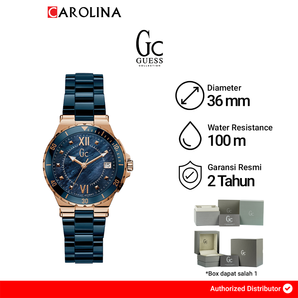 Jam Tangan Wanita Guess Collection Y42003L7 Blue Dial Stainless Steel Strap