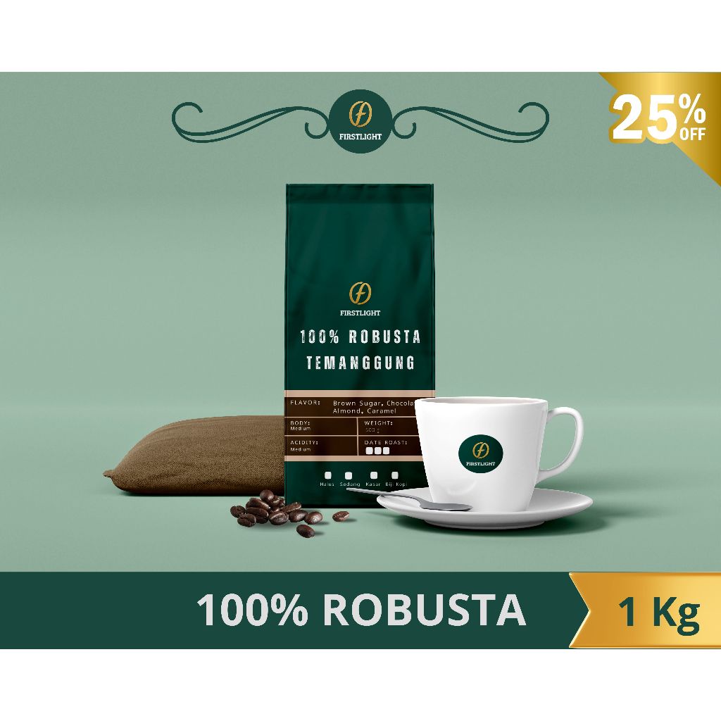 

Kopi Robusta Temanggung Coffee Bean Espresso Biji Bubuk Roasted Beans 1kg
