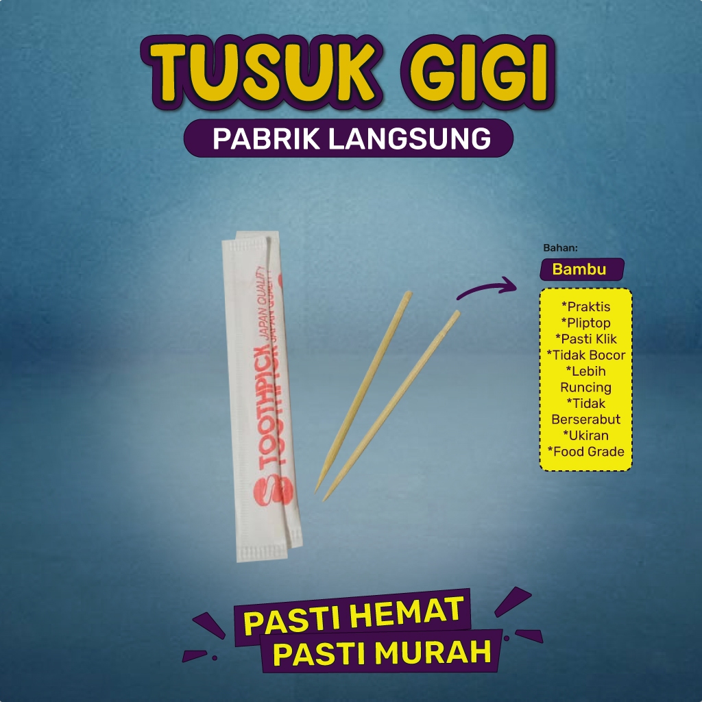 Tusuk Gigi Steril Tusuk Gigi Bambu Tusuk Buah ( Isi 500 Pcs-WTG)