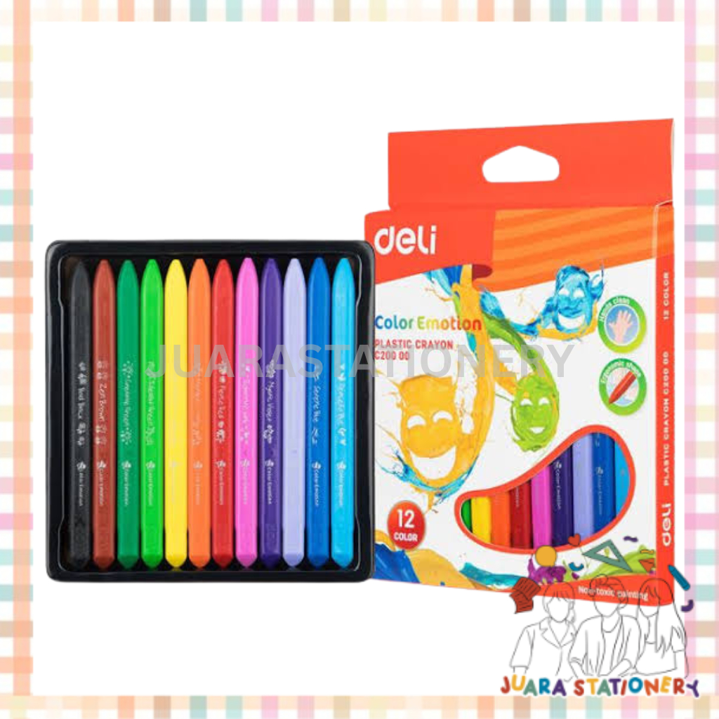 

(452) Crayon Plastik Deli 12 Warna EC20000 / Krayon Anak Crayon Anak Tidak Beracun Krayon Plastik