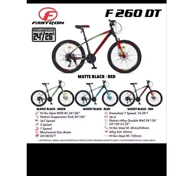 Sepeda gunung MTB Fastron tipe F260 DT UK 24 & 26