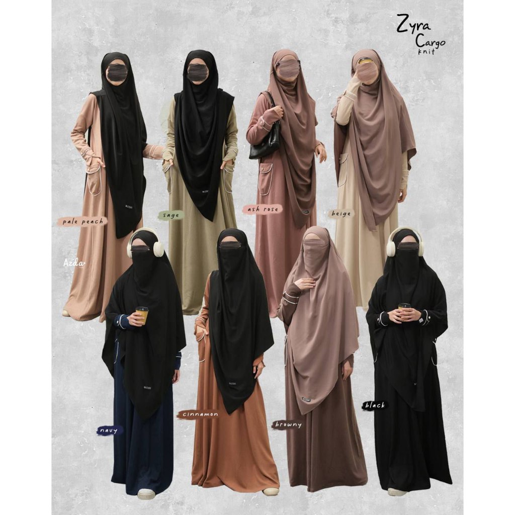 [READY] ZYRA CARGO KNIT BY AZDA HIJAB/ ABAYA CARGO KNIT/ ABAYA CANTIK JUMBO SYARI/ ABAYA DRESS KEKIN