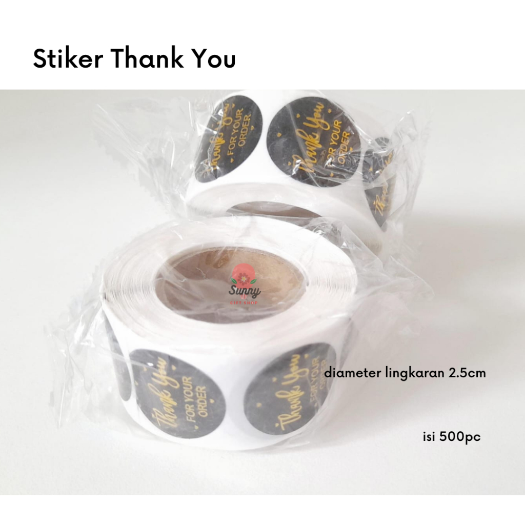 

Stiker tulisan thank you 2.5cm /roll 500pc