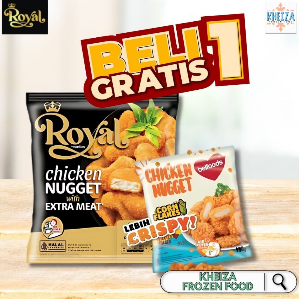 

BELFOODS Royal Chicken Nugget Premium - Buy 1 Get 2 Naget Ayam Extra Meat Bonus - Kheiza Frozen