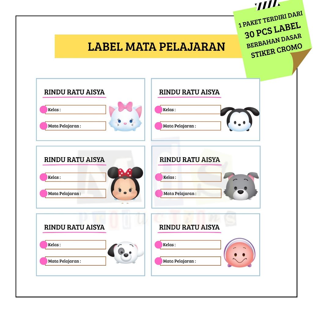 

LABEL MATA PELAJARAN STIKER CROMO TEMA TSUM TSUM LUCU CUTE