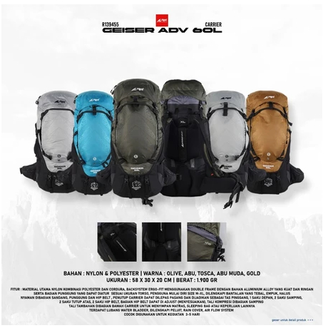 Tas Carrier Geiser Adv 60 Liter Arei Outdoorgear