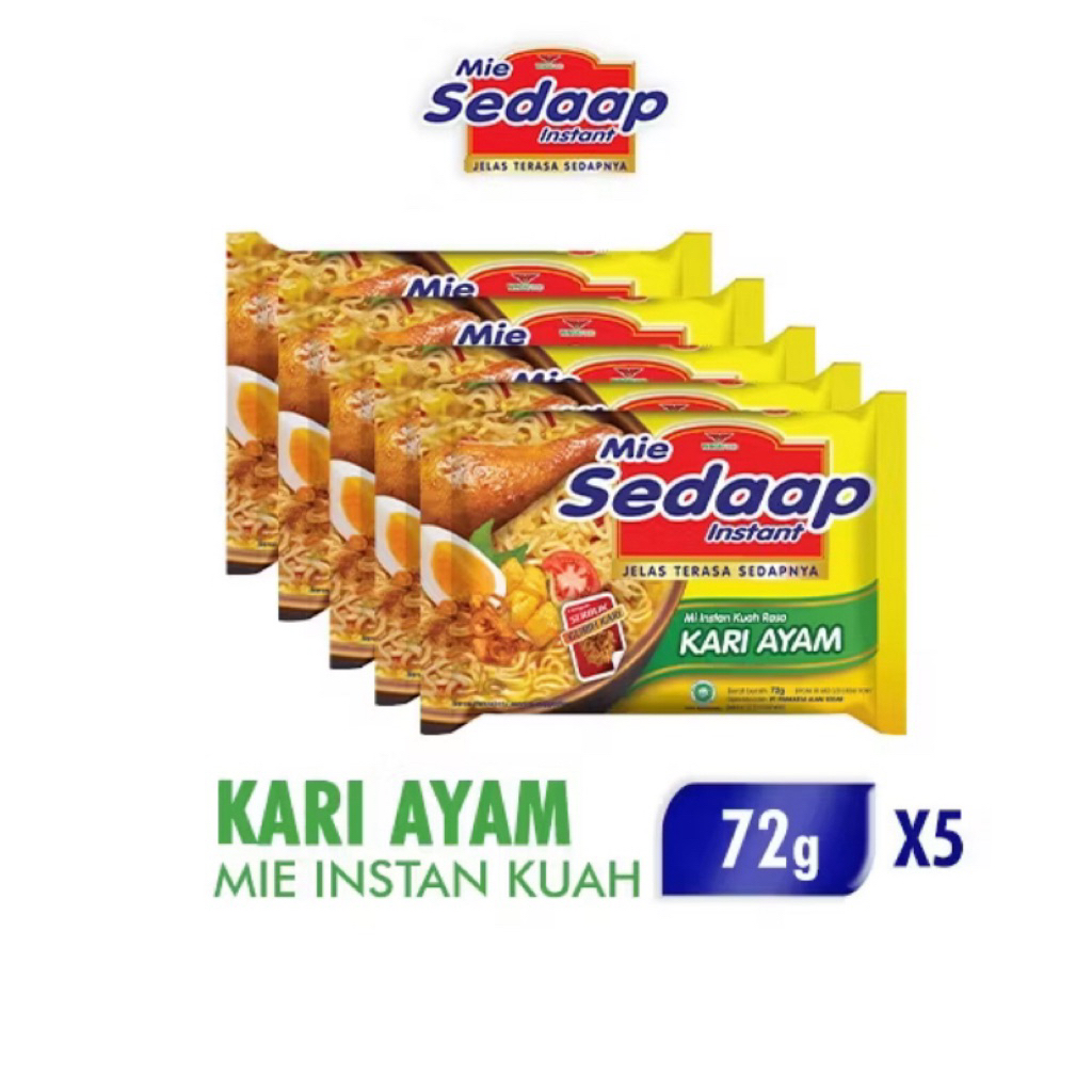 

Mie Sedaap Kari Ayam 72g x 5 – Kuah Kari Kental, Rasa Ayam Rempah yang Menggoda! | Sembako Express