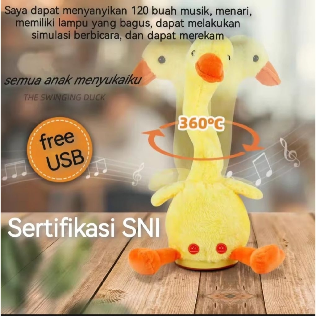 Mainan Kaktus Bergoyang Dancing bebek Boneka bebek Goyang dan Bicara bebek Joget Ngomong