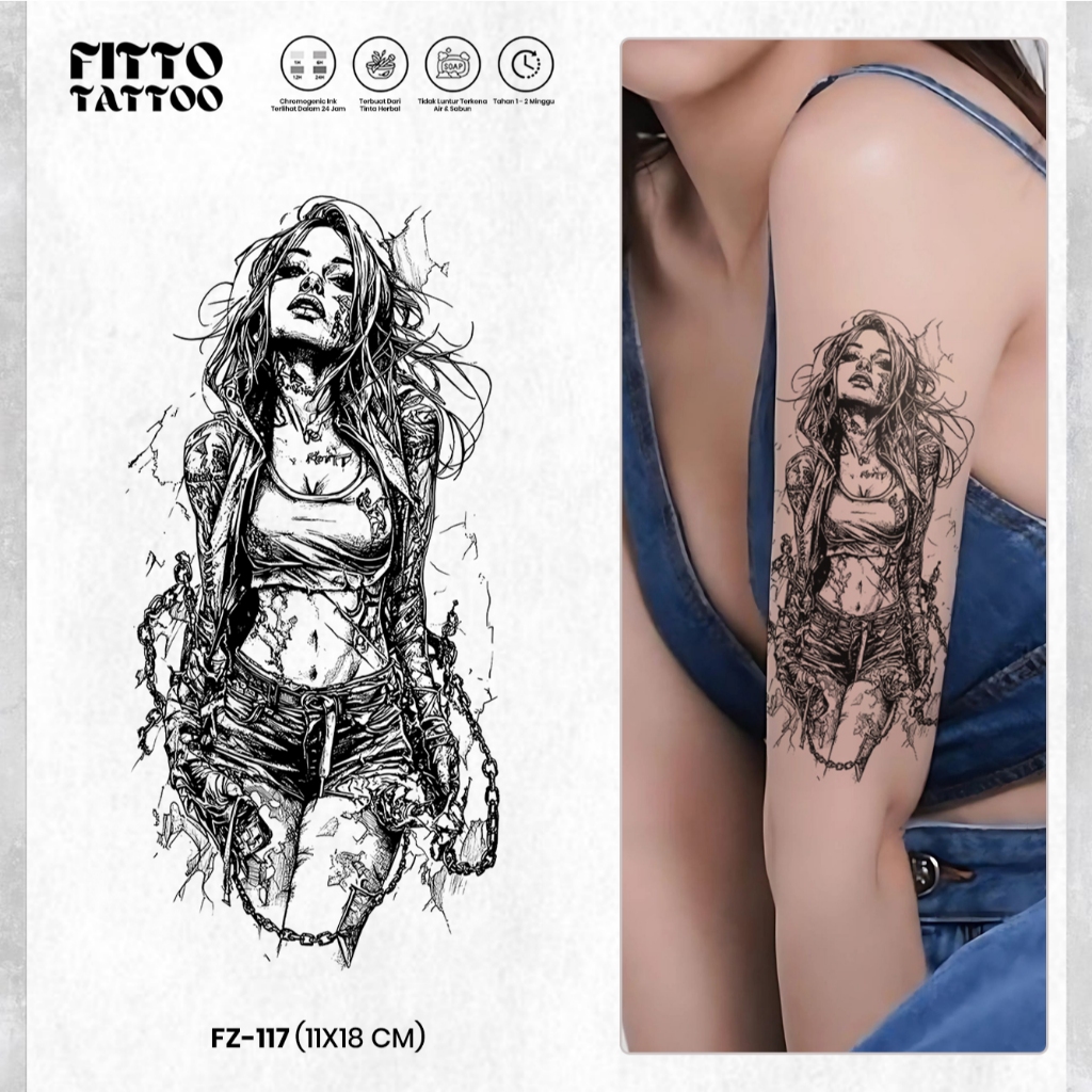 Stiker Tato Temporer Cewe Sayap Medusa Dayak Anti Air Tahan Lama Temporary Tatto Semi Permanent