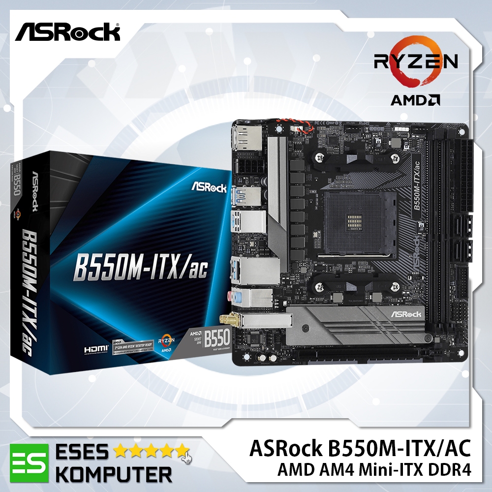 Motherboard ASRock B550M-ITX/AC | AMD AM4 Mini-ITX | DDR4