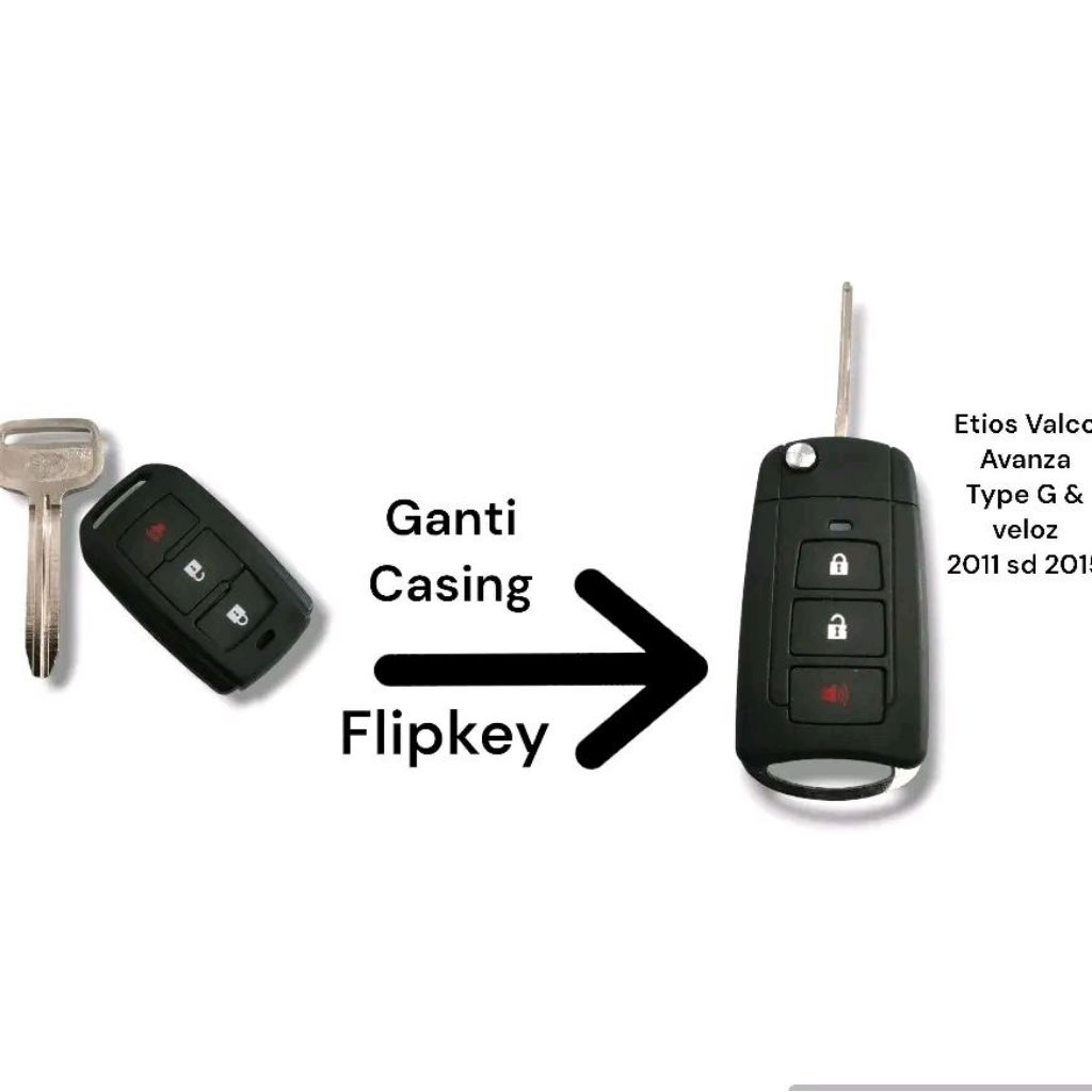 Casing Lipat cover Remot flipkey Kunci mobil Toyota Avanza type G velloz 2011 2012 2013 2014 2015 & 