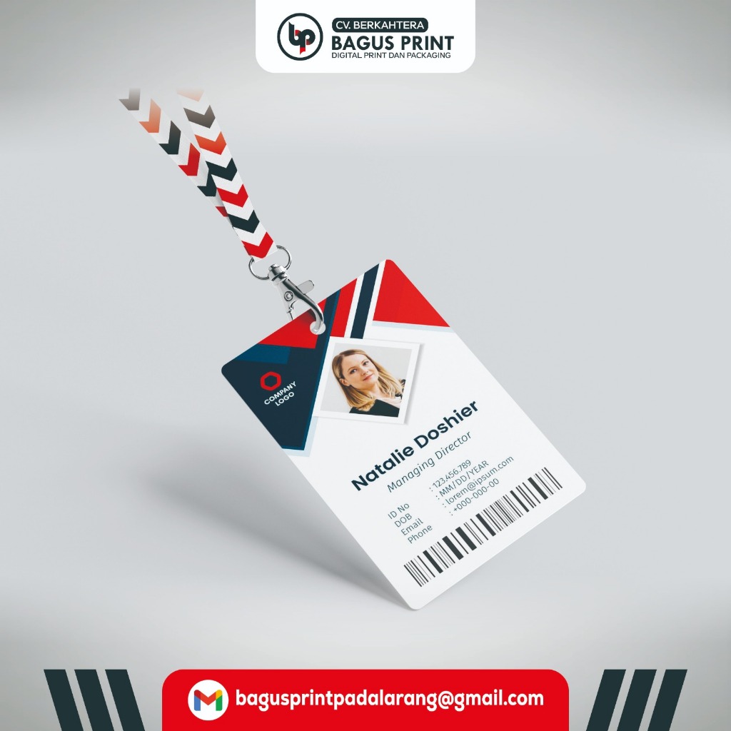 

Bagus Id Card Holder Custom + Lanyard Tali Pita Tisu + Custom Nama Satuan Name Tag Id Card Holder PVC