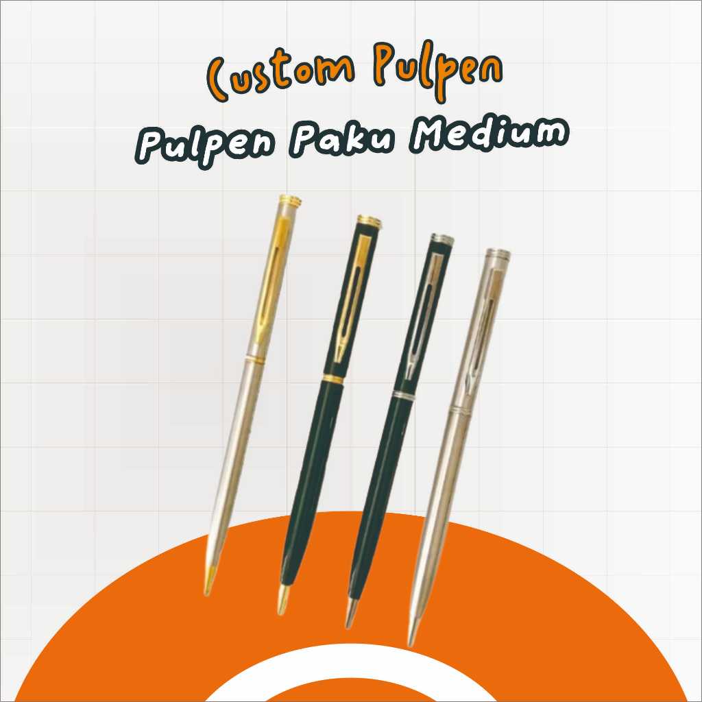 

Pulpen Promosi - Pulpen Custom - Pulpen Paku Medium Free Cetak Grafir | Free Cetak Nama dan Logo
