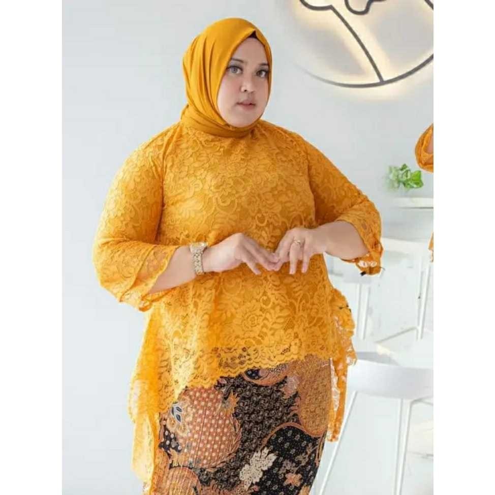 Atasan Kebaya Jumbo Ld 130 4L Rinjani | Atasan Kebaya Modern Rinjani Brokat Baju Kondangan Big Size 