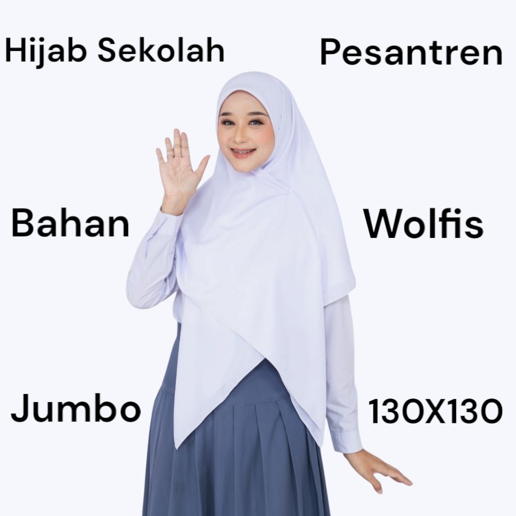 Segi Empat Jumbo Wolfis // Hijab Wolfis Jumbo //  130 x 130 Wolfis