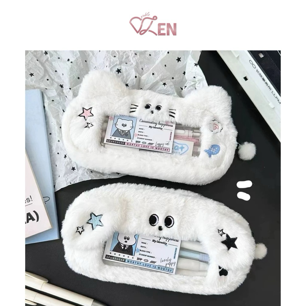 

double.zen ಇ. Cute Kitten Puppy Pencil Case (Tepak Kotak Tempat Penyimpanan Pensil lucu tas sekolah stationary storage bag)