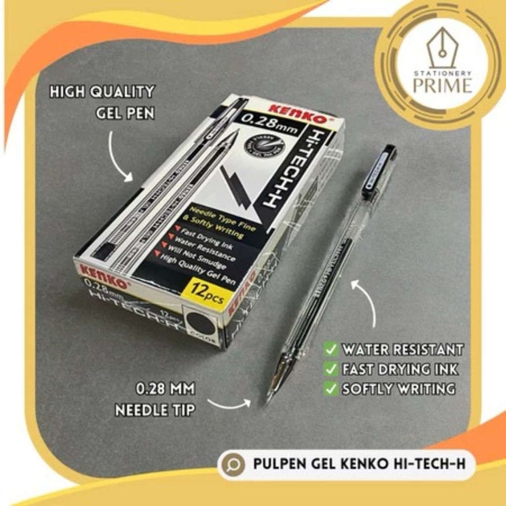 

Pulpen Gel Pen Kenko Hi-TECH-H / Hi-Tech Hitam Biru 0.28mm (Isi 12 pcs)