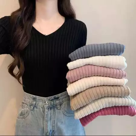 NEUVAREZ Oversize Longsleeve Rib XL | Kaos Lengan Panjang Wanita Bahan Rib murah