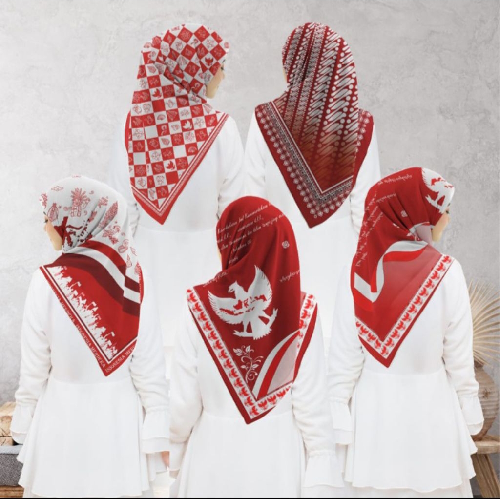 HIJAB MOTIF KEMERDEKAAN /VOAL MOTIF FREE POUCH