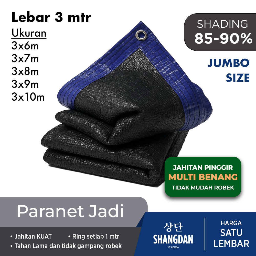 Jaring Paranet Anti UV 90% Grade A LEBAR 3 METER Merk Shangdan Ukuran JUMBO Premium