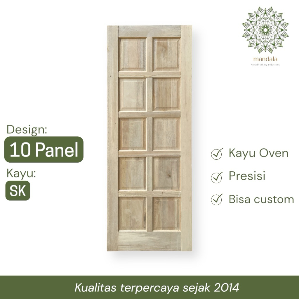 Pintu Kayu Solid - Model 10 Panel / Petak 10 | Daun pintu utama / kamar Kayu SK Oven
