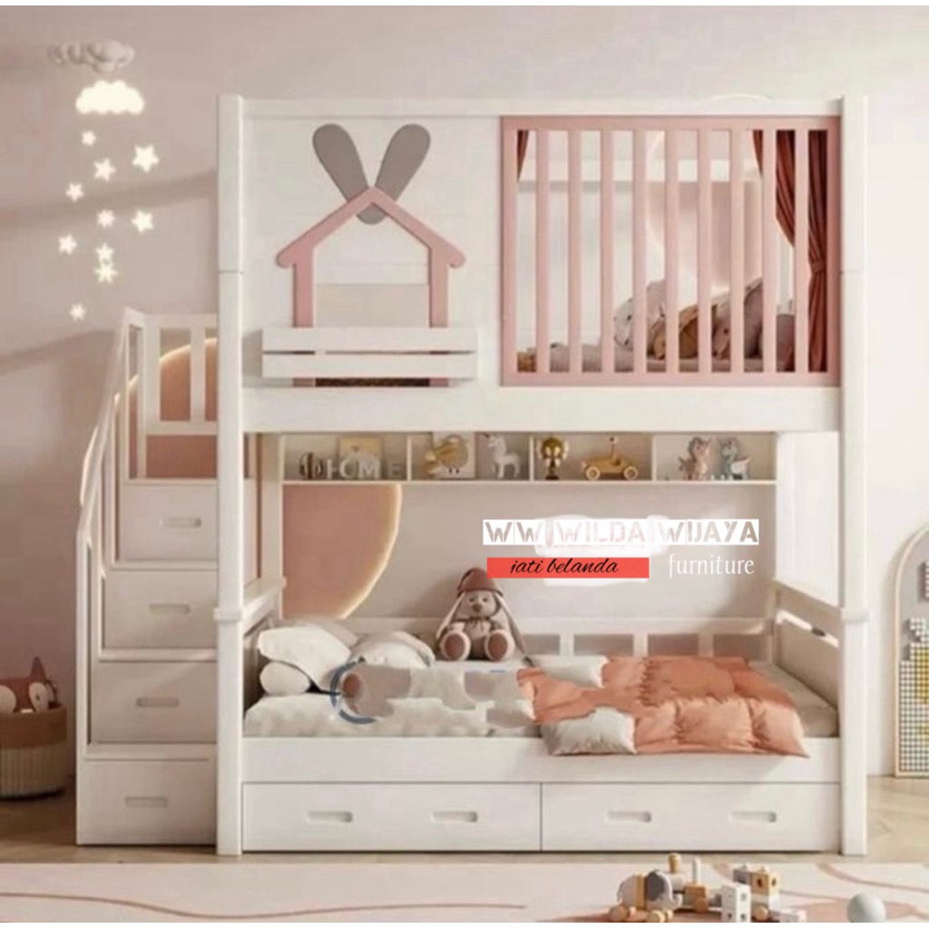 tempat tidur tingkat anak / ranjang tingkat size kasur 100x200x250