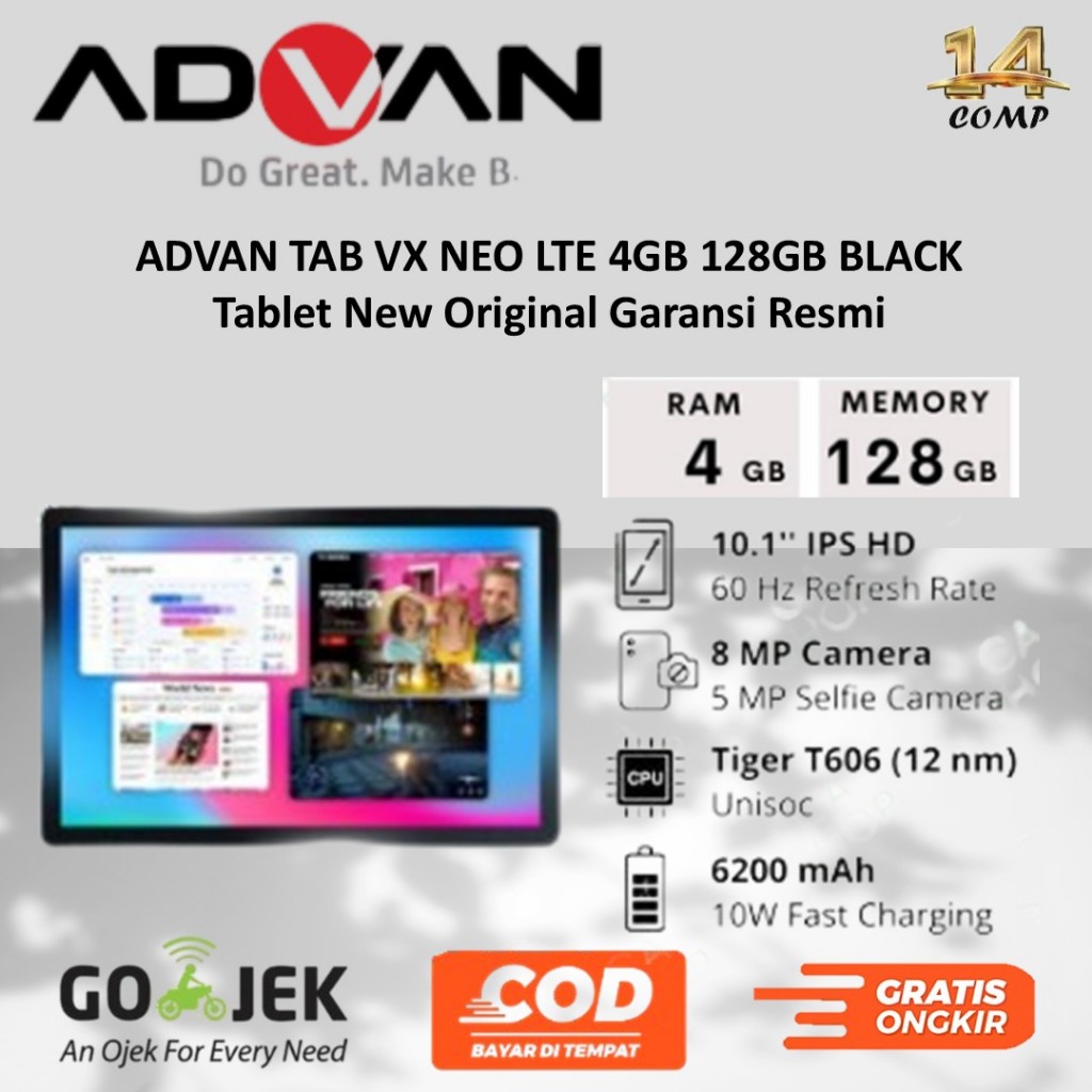 ADVAN TAB VX NEO 4GB/128GB 10.1”IPS SCREEN TABLET ANDROID 14 / Tablet Android